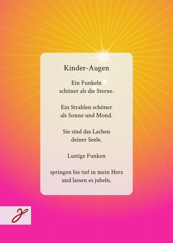 Karte mit Gedicht Kinderaugen